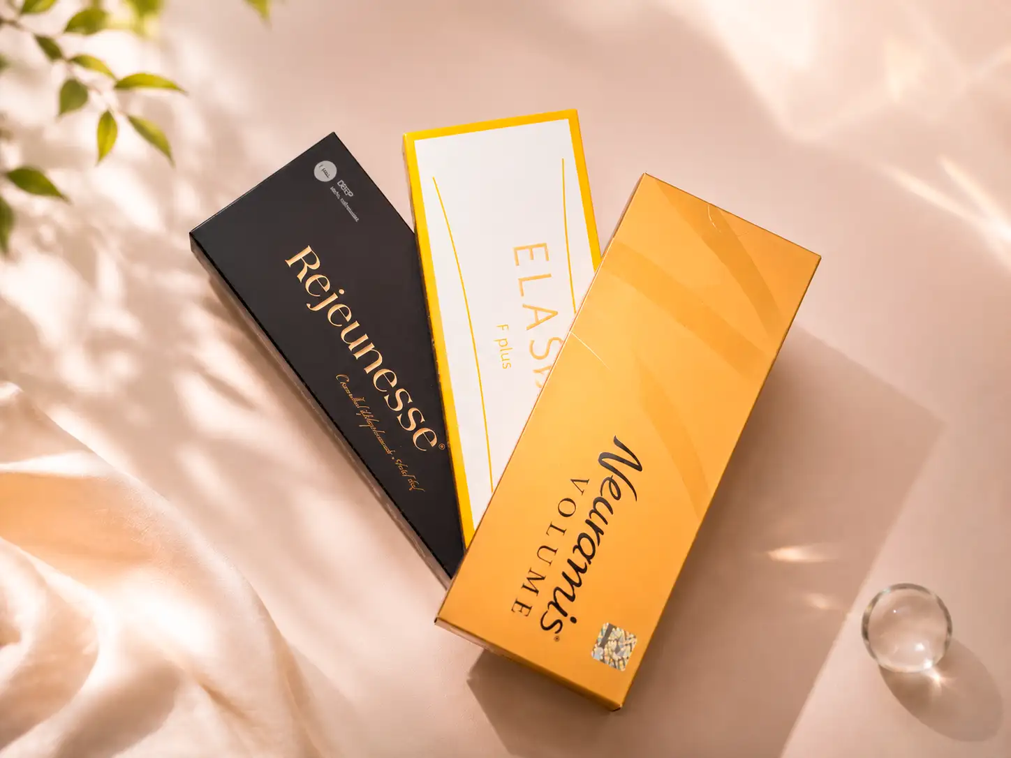 Elegant beauty products arranged on a clean display